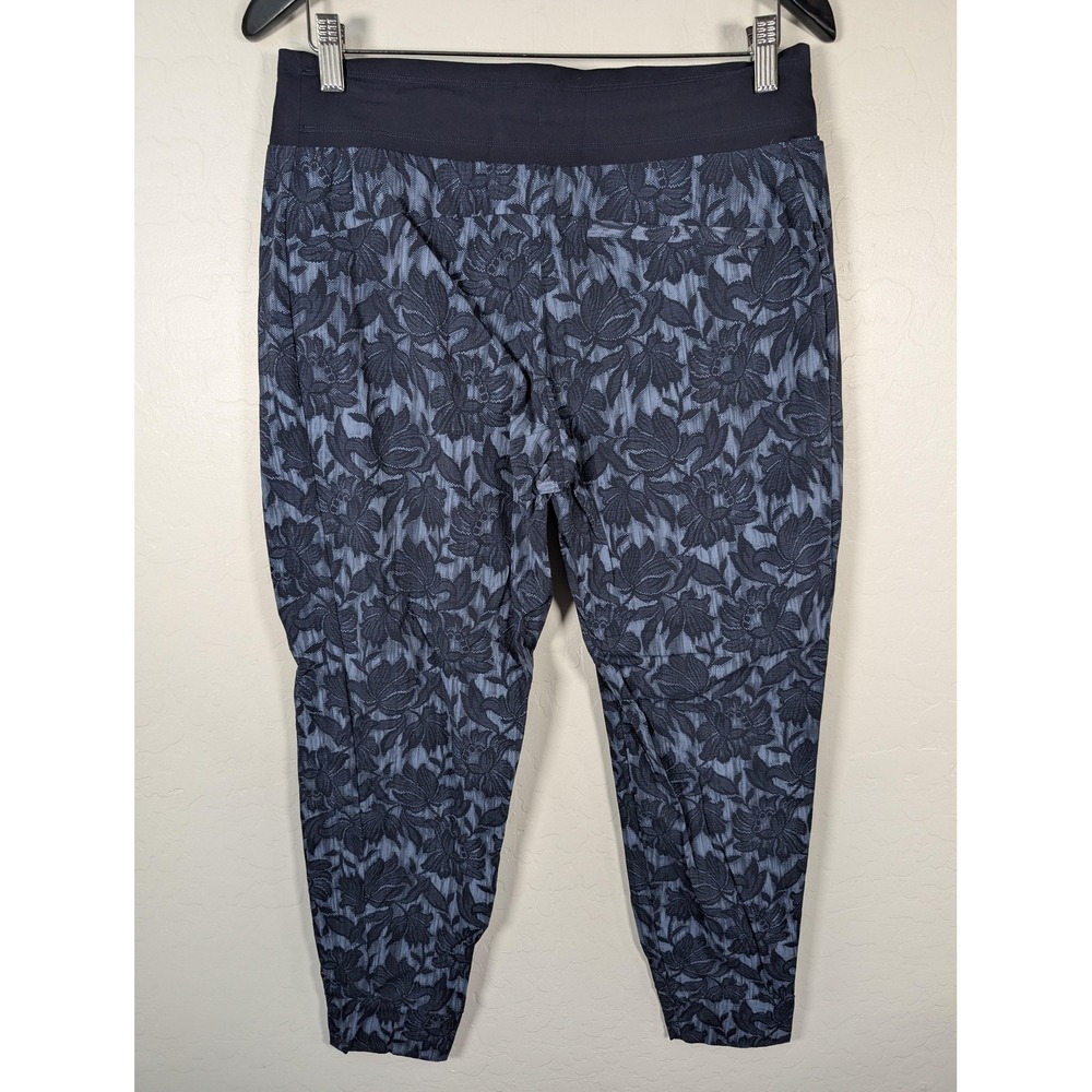 Athleta Pants Womens 10 Blue Trekkie North Jogger Stretch Floral Zip Pockets - Picture 2 of 12